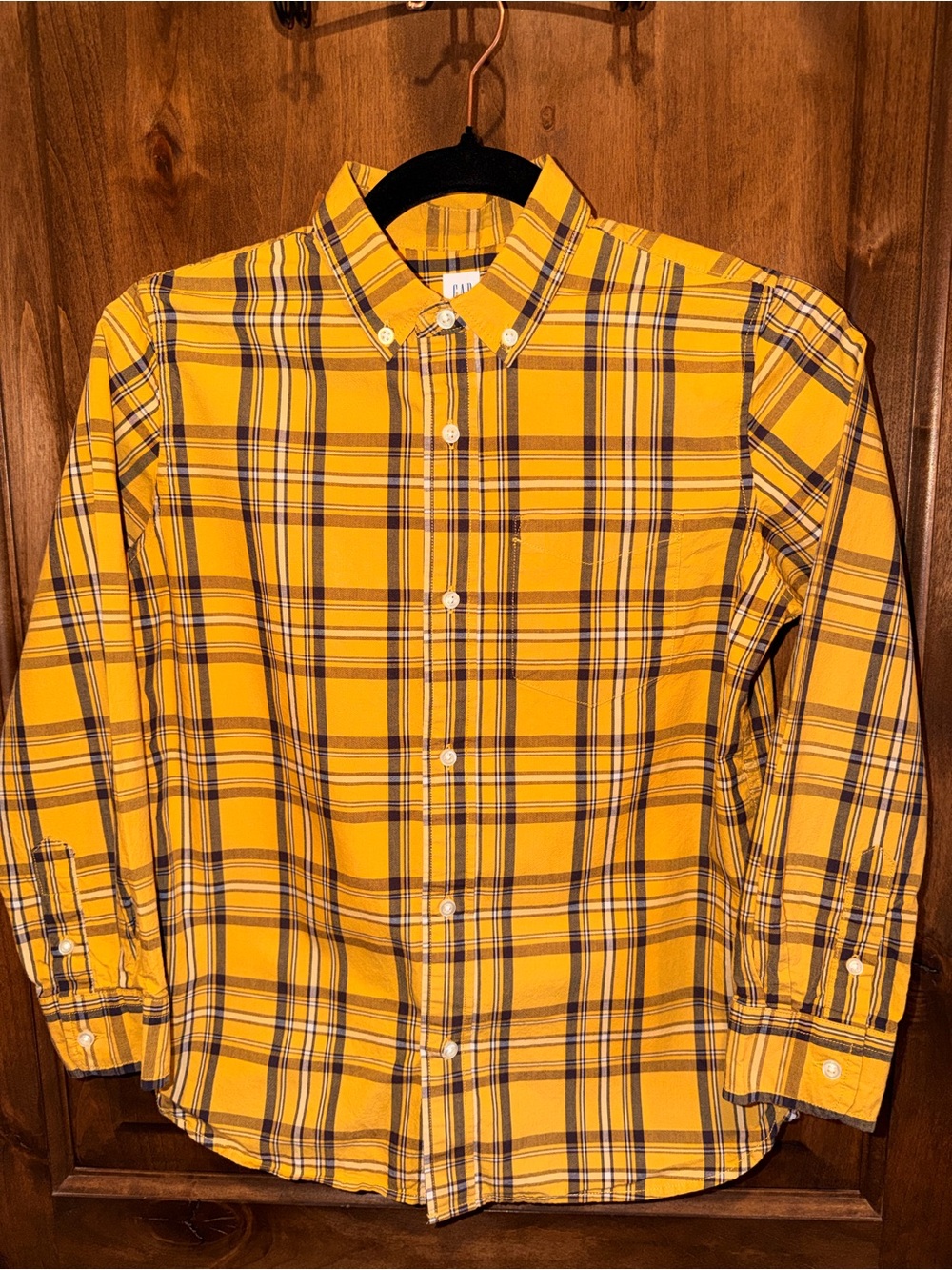 GAP KIDS Yellow Plaid Button-Down Shirt Boys Size L(10)